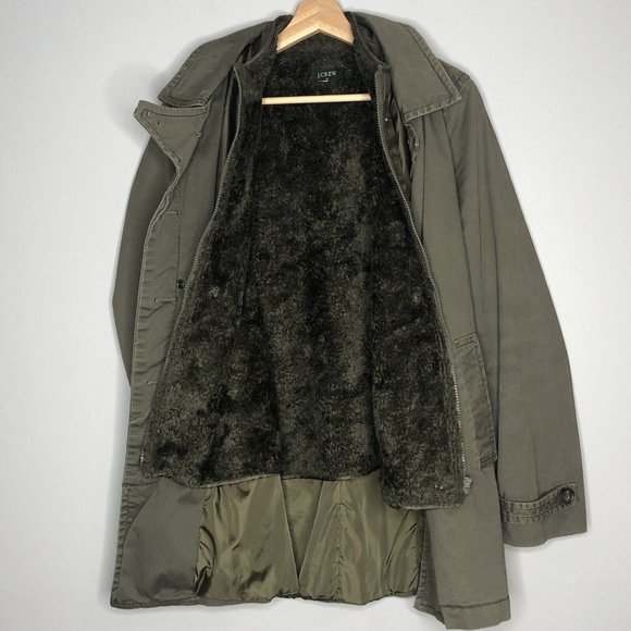 J. Crew Men Military Coat Two Layers Fleece Vest & Canvas Jacket M Army Green - Picture 6 of 12